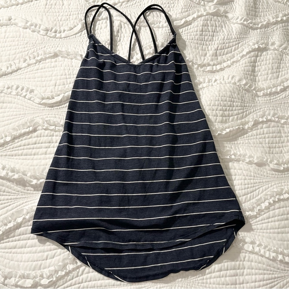 Lululemon Breezy Strappy Back Tank Charcoal Grey Stripes Size 4 - Picture 3 of 8